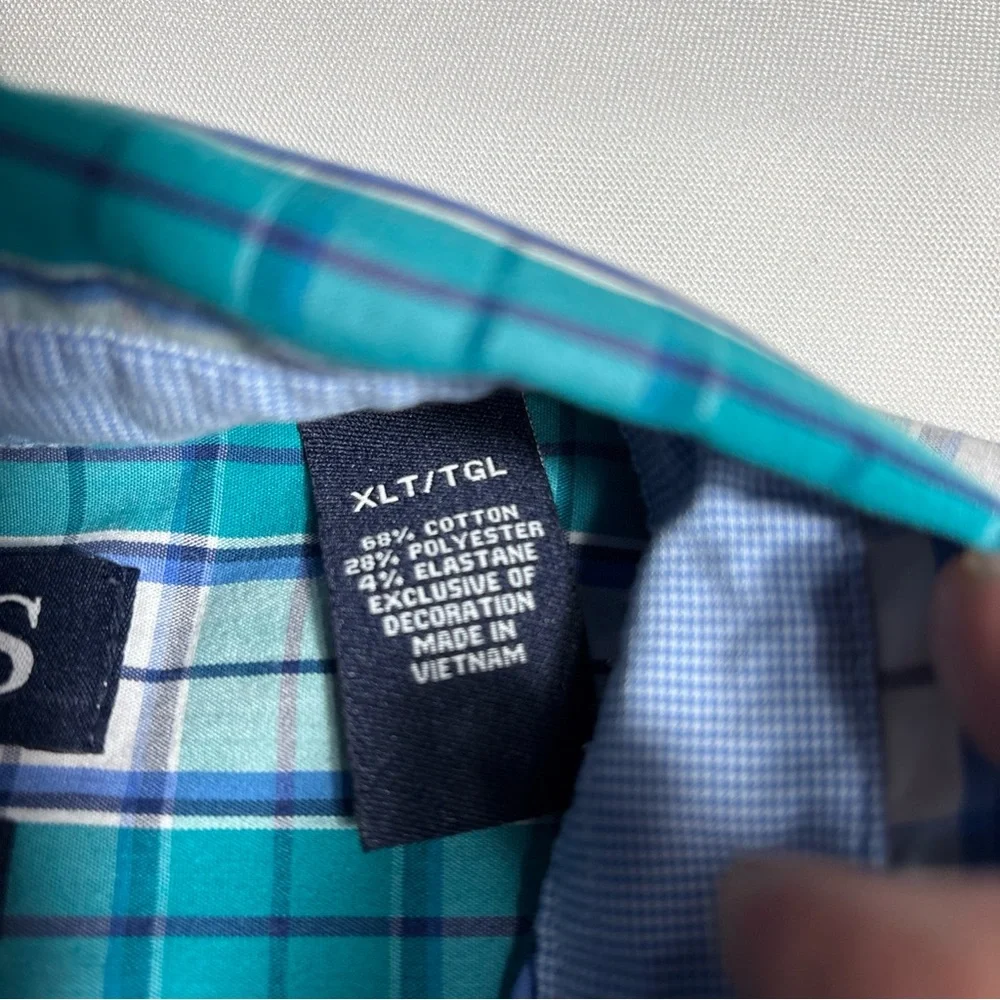 Chaps Men’s XLT Stretch Plaid Oxford Button Down Long Sleeve‎ Shirt - Picture 10 of 15
